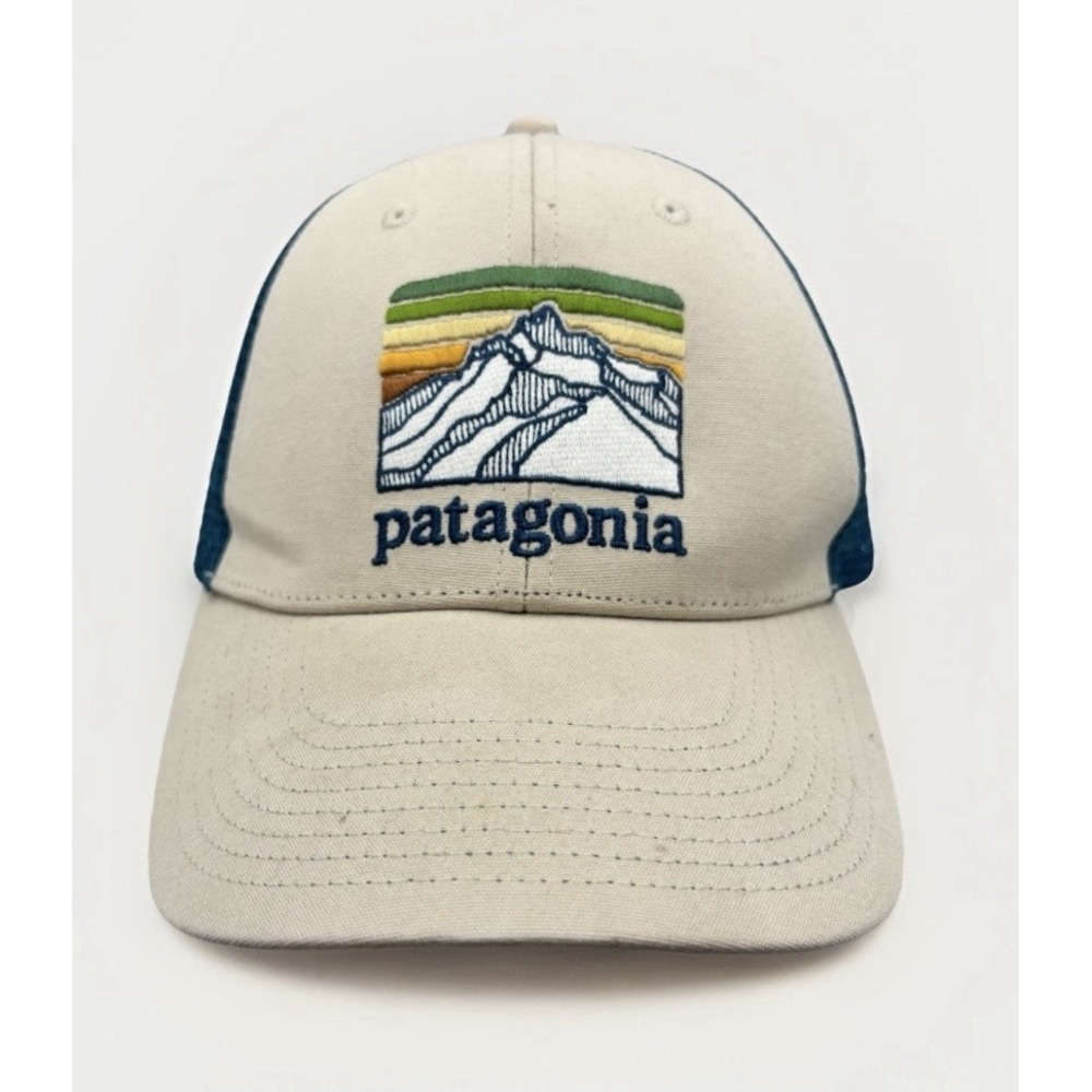 Patagonia Hat Line Logo‎ Ridge LoPro Trucker Snapback Mesh Men's Blue Tan Cap